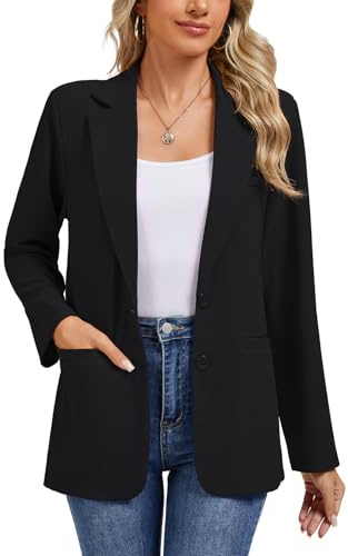 Womens Pad Shoulder Blazer Long Sleeve Jakcets Notch Lapel Casual Outerwear | Pad Shoulder Knit Blazer Womens Long Sleeve Jakcet Notch Lapel with 2 Button Pockets for Ladies Casual Daily Outerwear Jakcet