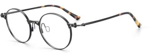 CWZZWS Occhiali da Blocco della Luce Blu di Moda Rotondi Occhiali Finti per Donne Uomini Trasparenti telai per Computer in Titanio, Grigio