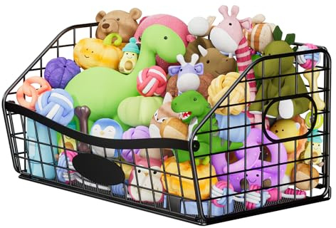 Daoun Dog Toy Basket - Durable Chew-Proof Dog Toy Storage Bin with Handles, Foldable Portable Metal Basket Organizer for Pet Toy Holder