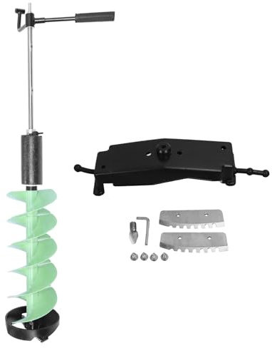 Ice Drill Auger 8in Diameter, 28in Length with 70cm, Nylon Material - Lightweight Design, Steel Blade Protection, Ideal for Ice Fishing