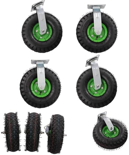 Schwerlastrollen 215mm Lenkrollen,250 x 90 mm Satz Mit 4 Schwerlast Rollen,Inklusive 2 Stück 360° Drehbare Transportrollen, Leise Pneumatische Räder auf Stahlringen,Für Trolleys