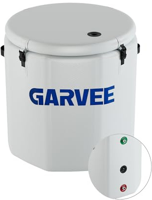GarveeTech Ice Bath Tub for Athletes, Compatible with Water Chillers, 186Gallon Inflatable Cold Plunge Tub with Insulated Lid, Portable Cold Water Therapy Ice Pod for Recovery (White-Blue, 186Gallon)