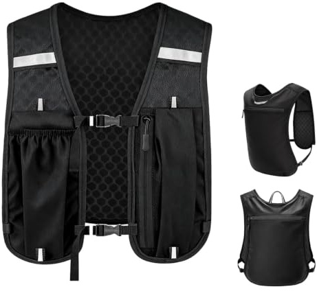 Gilet de Course Homme Femme, Sac d'hydratation Léger avec Porte-téléphone et Stockage, Plein Air Sangles de Poitrine Réglables pour Randonnée, Trail, Course à Pied, Cyclisme, Course, Marathon