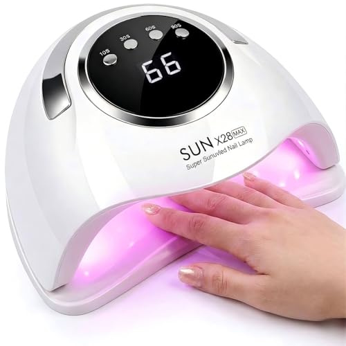 UV-lampa för gelnaglar 360 W, UV-lampa naglar med 4 timer, LCD-display, UV LED-lampa för gelnaglar med 90 lamppärlor, bilsensor, professionell present till hemmet och nagelstudion