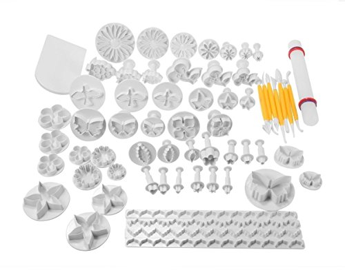 Gearmax® Set de de 68 piezas de cortadores de pastel, decoración, manualidad de azúcar, fondant, émbolo, galletas