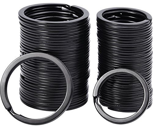 Sumind Flache Schlüsselringe Metall Split Ringe Schlüsselanhänger Metallringe für Auto Haus Schlüssel Befestigung, 1 und 1,25 Zoll, Schwarz, 40 Stück