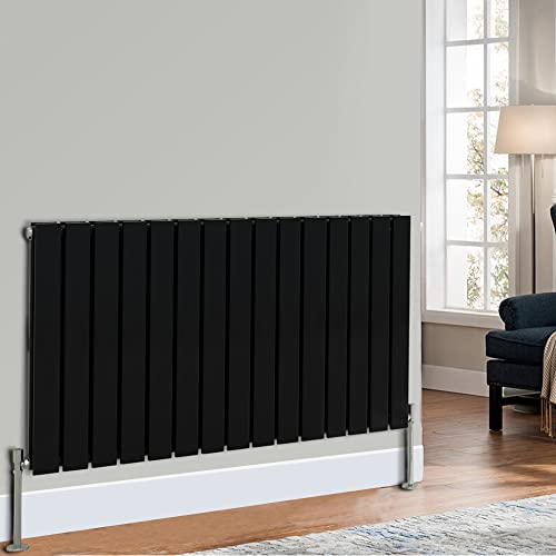 NRG Black Horizontal 600x1020mm Double Flat Panel Radiator Central Heating for Bathroom/Kitchen/Living Room
