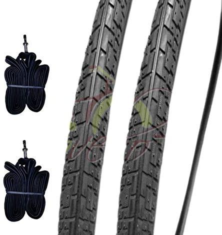 2 pneus noir + 2 chambres à air pour vélo de vélo trekking city bike 700 x 32 1 5/8 1/4 (32 – 622)
