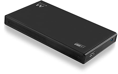 Ewent Festplattengehäuse 2,5 Zoll,USB Typ A 3.2 Gen1 (USB 3.0) bis zu 5Gbit/s,Externes Festplattengehäuse,SATA III/UASP-Gehäuse,9,5mm und 7mm Aluminium SSD HDD Gehäuse,Schwarz