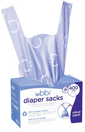 Ubbi Disposable Nappy Sacks, Lavender Scented, Easy-To-Tie Tabs, Baby Nappy Disposal, 400 Count