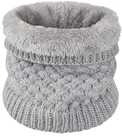 heekpek Halswärmer Nackenwärmer Fleece Innenfutter Schlauchschal Halstuch Loop Schal Multifunktionstuch Strickschal Feinstrick Winter Outdoor Motorrad Fahrrad für Damen und Herren,Einheitsgröße,Grau