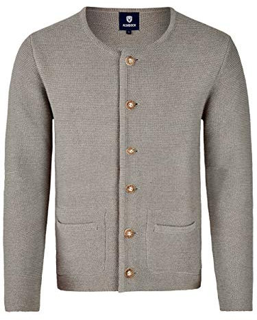 Almbock Strickjacke Trachten grau Herren - Trachten Jacke Strick in wunderschönem klassischem hellgrau - Trachten Janker Strick - Trachtenweste 54