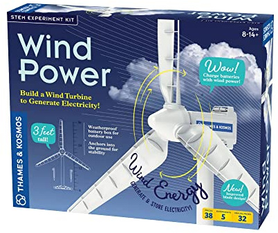 Thames & Kosmos Wind Power V4.0 STEM Experiment Kit | Build a 3ft Wind Turbine to Generate Electricity | Learn About Renewable Energy & Power a Small Model Car | Weatherproof for Outdoor Use