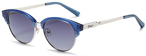 DUCO Damen Sonnenbrille Polarisiert Sonnenbrillen mit UV400 Schutz modisch Designer Sonnenbrille Großer Metall Rahmen DC1221