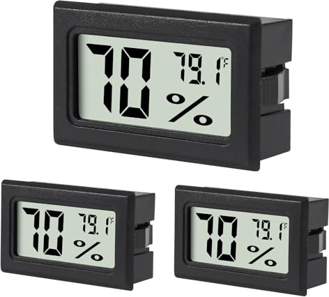 3Pcs Mini Digital Thermometer Hygrometer Electronic Temperature Humidity Gauge Meters Indoor LCD Display Fahrenheit for Greenhouse,Garden,Car Cellar and Office