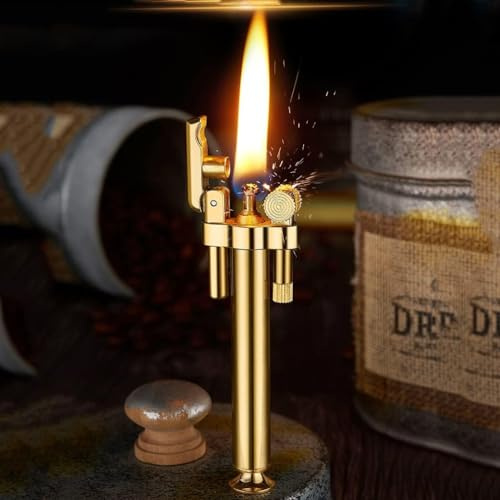 Vintage antique lighters, reusable lighters, cool birthday gifts for men's dads and husbands (black) Kerosene lighter (Gold - Brass)
