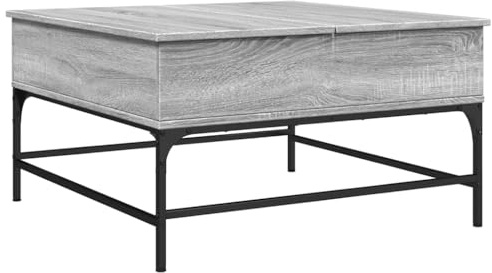 vidaXL Soffbord grå sonoma 80x80x45 cm konstruerat trä och metall, vardagsrumsbord, vardagsrumsmöbel, bord med förvaring, vardagsrumsmöbler