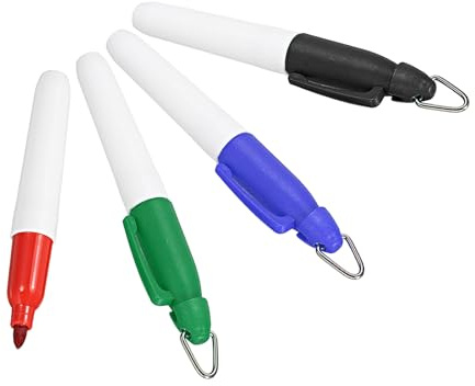 PATIKIL Pennarelli Permanenti Mini, Confezione da 4 Pennarelli per Segnare Palline da Golf con Portachiavi per Ufficio, Riunioni e Attività All'Aperto, 4 Colori