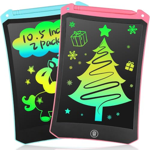 2 Pack 10.5 inch LCD Drawing Tablet for Kids Colorful Screen Writing Board Toddler Toys Learning Educational Stocking Fillers Kids Gifts for for 3 4 5 6 7 Year Old Boys Girls(Pink&Blue)