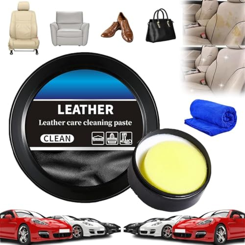 Ashopfun Leder Reinigungs- und Pflegecreme & Reinigungspaste für Lederpflege, Lederpflege-Reinigungspaste, Auto-Innenleder-Reinigungscreme, Auto-Leder-Konditionierer-Ölpaste (1 Stück)
