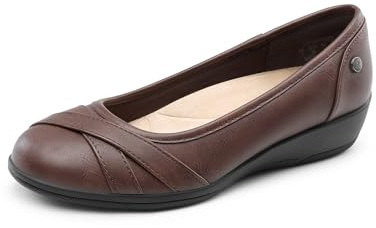 DREAM PAIRS Women's Ballet Flats Business Office Work Dress Shoes Comfortable Dressy Flats for Women,Size 7,Brown,DWUMFA2503