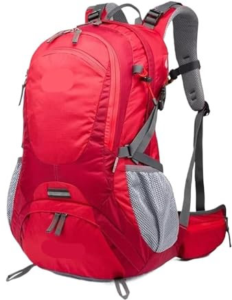 Sac À Dos De Voyage Sac d'alpinisme en Plein Air 45L Sac À Dos De Randonnée 20 Pouces Sac d'alpinisme pour Hommes Sac À Dos De Sport pour Camping Trekking(Rot)