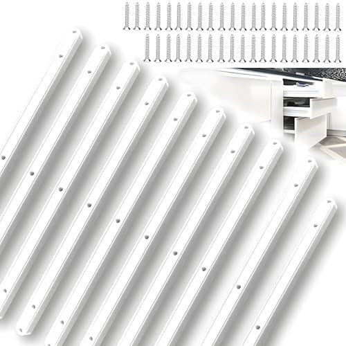10Pcs Plastic Drawer Runners 298mm, Plastic Drawer Runner Sliders Replacement with Screws, Soft-Close Draw Rail Set for Cupboards Wardrobes Desks, Drawer Repair Kit for Kitchen Bedroom