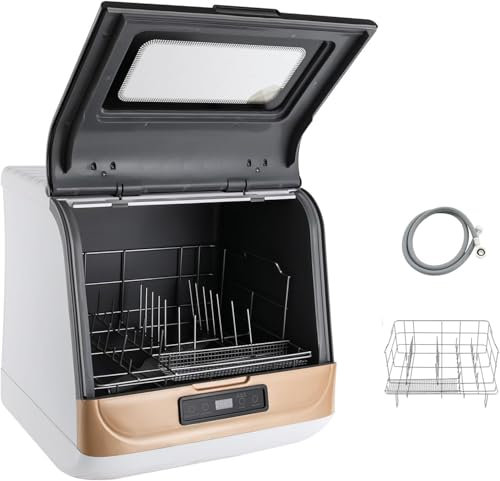 ACROSSPART Mini lavastoviglie da tavolo, lavastoviglie portatile indipendente con 3 modalità di lavaggio, lavastoviglie multifunzione piccola, controllo touch, risciacquo 12-20 pezzi