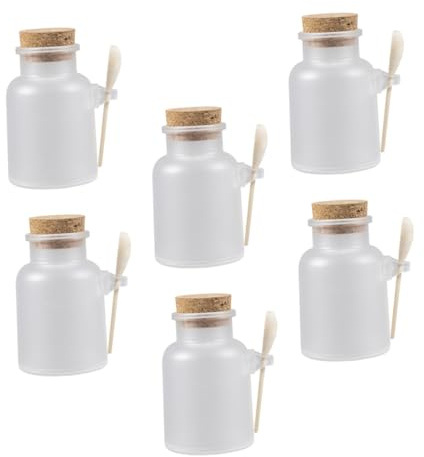 Luxshiny 6 Stück Badesalzflasche und Maskenpuderhalter aus Kunststoff mit 100g Fassungsvermögen Leicht und Verschließbar für Persönliche Pflege und Schönheitssalons