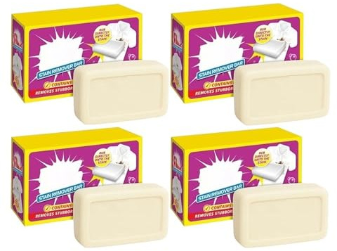 4 Pre Wash Laundry Stain Remover Bars - Pre Treatment Stain Bar 100g - Removes Stubborn Stains From Laundry | No Bleach (100g Bar) - For Hand Washing & Machine Wash