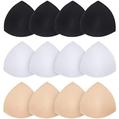 KEWUF Lot de 6 Paires de Coussinets de Soutien Gorge Inserts Triangulaires Couleur Peau Rembourrage Amovible Doux et Confortable pour Soutien Gorge pour Femmes et Filles - M
