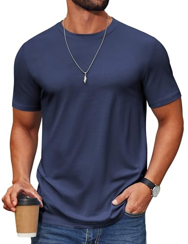 COOFANDY Men's T Shirts Short Sleeve Soft Crew Neck Tee Shirts Casual Summer Daily Basic Tops Navy