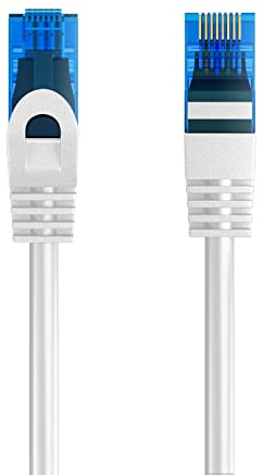 Câble Patch Ethernet Cat.5e U/UTP Transmission jusqu'à 1Gigabit, 2 connecteurs RJ45, câble PVC, CCA, AWG 26/7. Idéal pour la Transmission par Fibre Optique avec des Liaisons Gigabit/LAN, 0.5m, Blanc