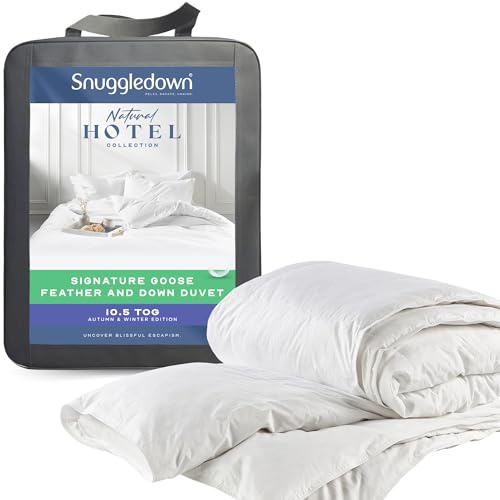 Snuggledown Luxury Goose Feather & Down Single Duvet 10.5 Tog - Ethically Sourced 85:15 Blend, All Year Round Quilt | UK-Made, Box Construction, Washable (135 x 200cm)