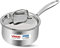 Vinod Platinum Triply Stainless Steel Saucepan with Stainless Steel Lid 1.6 Liters Capacity (16 cm Diameter) with Riveted Handle - Silver (Induction and Gas Stove Friendly)