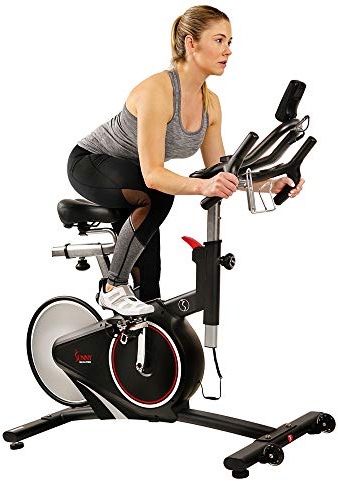 Sunny Health & Fitness Magnetic Rear Belt Drive Indoor Cycling Exercise Bike with RPM Cadence Sensor - SF-B1709, Black