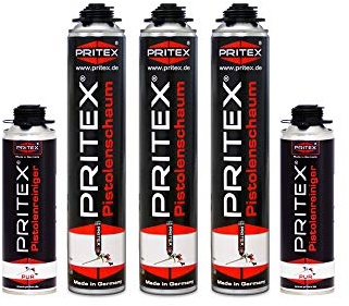 Bauschaum Set 3 x 750ml Pistolenschaum inkl. 2 Pistolenreiniger 500ml PU Schaum Montageschaum