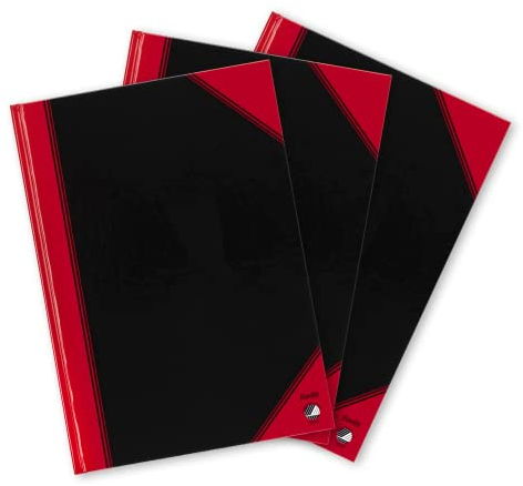 Bantex Notizbuch A4, liniert, 192 Seiten, 70 g/m², Hardcover, schwarz, 3 Stück