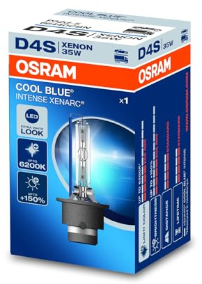 OSRAM XENARC COOL BLUE INTENSE D4S, +150% più luminoso, fino a 6.200K, lampadina allo xeno, look LED, astuccio (1 lampada)