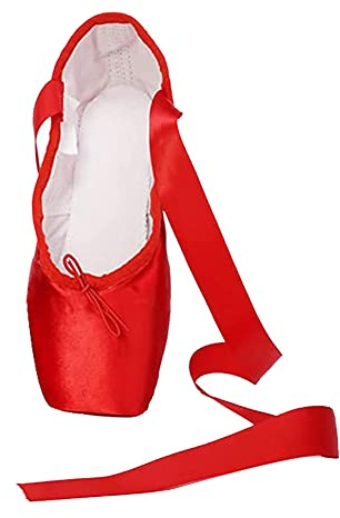 ZhuiKun Chaussure de Ballet de Pointe Chaussure de Danse avec Satin Rubans pour Filles et Femmes - Rouge, CN 34 (EU 33)