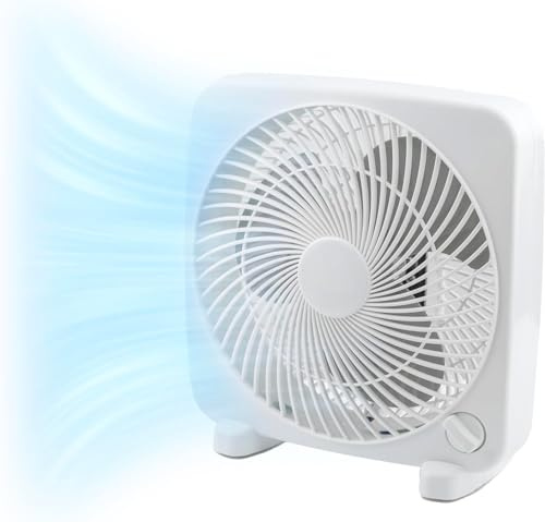 EZ-CHILL 9 Electric Portable 2-Speed, Quiet Box Fan, Ideal for Home, Bedroom, Dorm, & Office, BP-9B