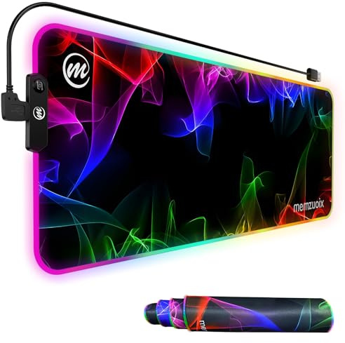 Tappetino Mouse Gaming RGB XXL – Base LED Grande Da Scrivania 80×30 cm Con 12 Modalità Di Illuminazione, Impermeabile, Base Antiscivolo, Superficie Liscia – Per Tastiera, Mouse, PC E Laptop – Design