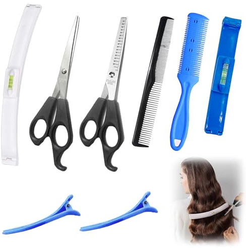 8pcs Cortar Flequillo Recto Cortador De Puntas Abiertas Cabello Barato Herramientas Para Cortar El Pelo Flequillo Recto Clip Herramienta De Corte De Pelo Para Recortadora Casera Bricolaje