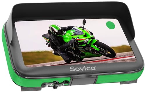 Sovica Soporte Móvil Moto Bicicleta Impermeable con Visera, Verde