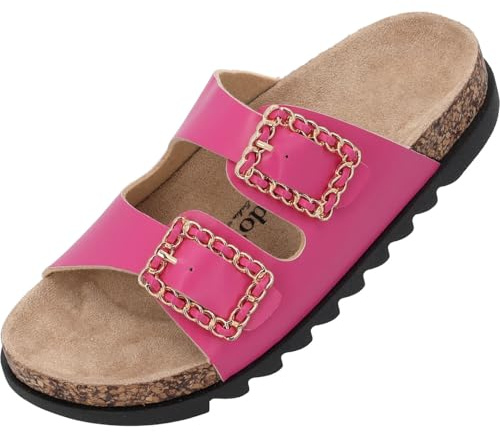 Palado Plateau-Sandalen Damen Igies by Sila Sahin - modische Pantoletten - bequeme Hausschuhe mit verstellbaren Riemen - elegante Sommerschuhe Pink UK6 - EU39