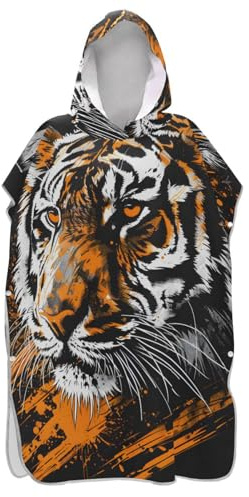 senya Surf Poncho Towel Hooded Beach Towel, Tiger Print Bath Towel Swim Cover Up for Women Men Beach Pool Water Park