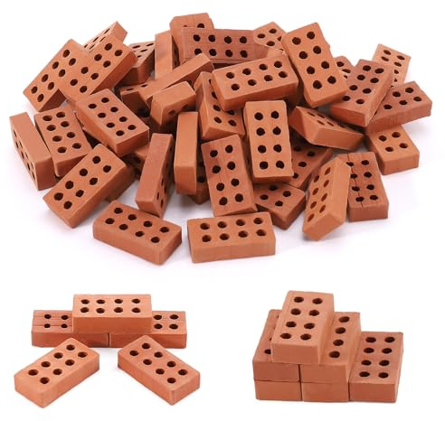 Lot de 150 mini briques, briques SIM, micro briques pour jardin, brique à 8 trous, briques de construction pour maison de poupée, décoration de jardin, accessoires de micro paysage