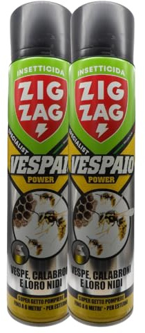 Spray Vespaio Power, VESPE, CALABRONI E LORO NIDI Specialist. Super Getto Pompiere Oltre 5 Metri - Per Esterni 600ml (2 Spray)