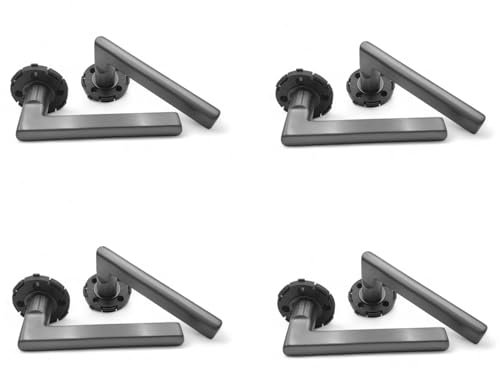 Schartec® Dörrhandtag Avery in Gun Grey Set om 4 rostfritt stål för innerdörr handtagsset rumsdörrar dörrhandtag dörrhandtag dörrhandtag dörrbeslag