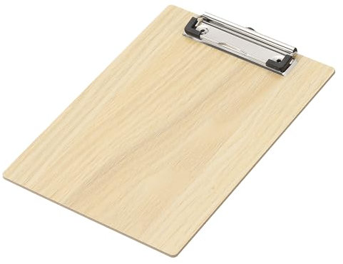 PATIKIL 8.9x6.3 Holz-Schreibbrett, A4 Briefgröße Klemmbretter aus Hartfaserplatte mit flachem Clip für Büro, Klassenzimmer, Holztextur